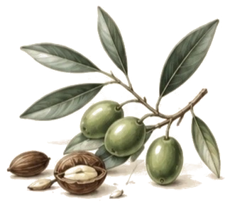 Rama de olivo con aceitunas y jojoba